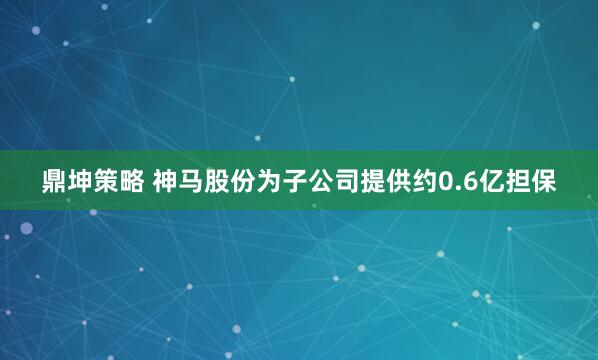 鼎坤策略 神马股份为子公司提供约0.6亿担保